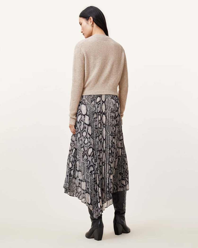 Donatella 2-In-1 Snake Print Midi Dress